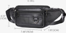 Belt bag - Phone bag - Crossbody - Pouch bag - Leather - Black - 19 x 11 x 3 cm - 6 compartments - Durable - Waterproof - for Travel, Outdoor, Hiking, Sports