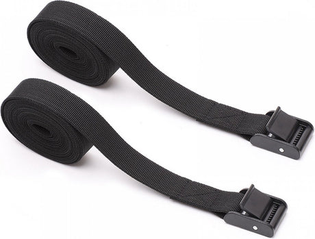 4 pieces - Tension straps - Lashing straps - Fastening straps - 25 MM * 1.5 meters long - Polyester fibers - Black - with buckle - adjustable - for vans, bicycles, trailers, luggage