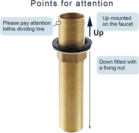 Extension Threaded Pipe - 2 Pieces - M32 x 150mm - Threaded Fasteners - Threaded Connecting Rod - Gold - Copper - For tap installation accessories