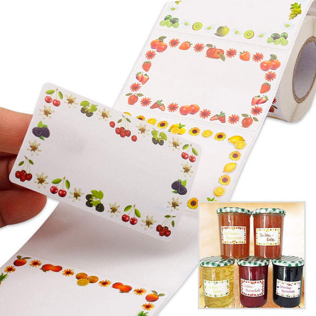 Self-adhesive jam stickers - 250 pieces - Ideal for jam jars - Labels - Kitchen label - spice jar labels