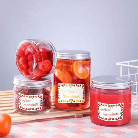 Self-adhesive jam stickers - 250 pieces - Ideal for jam jars - Labels - Kitchen label - spice jar labels