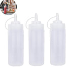 3 pieces - 360 ml - Squeeze bottle - dosing bottle - sauce bottles - Squeeze bottle for garnish, sauce or batter - sauce bottle - Garnish bottle - plastic - white - with spout cap - 6*6*20cm