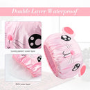 Shower cap - 2 pieces - pink mouse and gray mouse - cute shower cap with double layer - waterproof - Bath cap, children, long hair, shower cap