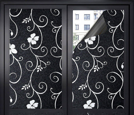 Window film - Blackout window film - Blackout window film - Sun protection - Anti-glare - Adhesive window film - Blackout cloth - Black - Including scraper - Easy installation - Window sticker - 45x100cm - Supplied with self-adhesive backing - B