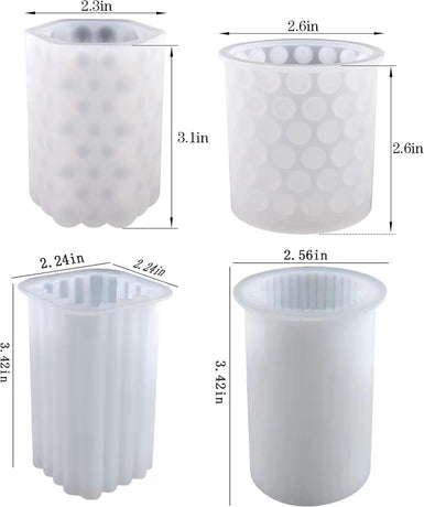 4 pieces - Candle mold - molds - candle mold - candle molds silicone - silicone molds - white - Cylindrical and Cube - different shapes - Hobby tools - for candle and plaster making