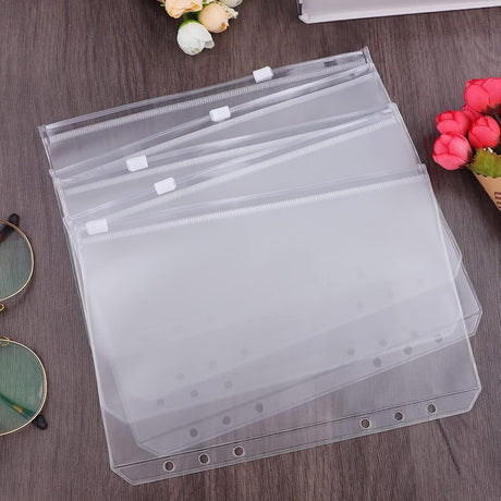 Folder - 18 Pieces - A5 Zip Bags - PVC - Waterproof - Folder Binders for 6-Ring Folders - Folder Binders - Zipper Bags for Documents - A5 Show Bag - Binder Bags - For Storage and Organization at Home, in the Office and at School - 21×15cm - Transparent