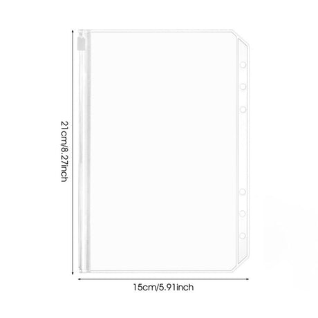 Folder - 18 Pieces - A5 Zip Bags - PVC - Waterproof - Folder Binders for 6-Ring Folders - Folder Binders - Zipper Bags for Documents - A5 Show Bag - Binder Bags - For Storage and Organization at Home, in the Office and at School - 21×15cm - Transparent