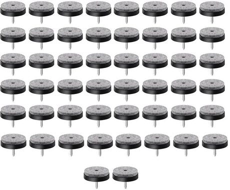 Felt Pads with Screw - Pack of 50 - Floor Protectors - Felt - Furniture Protectors - Anti-Scratch Furniture Coasters - Protective Felt - Round - Against Floor Scratches - Furniture Protection - Chair Leg Protectors - Under Furniture - 20 mm - Black