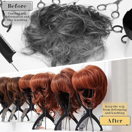 2 pieces - Wig holder - Wig holder Wig stand - Portable wig stand - Mannequin head for women and men - black - 35*18cm - plastic