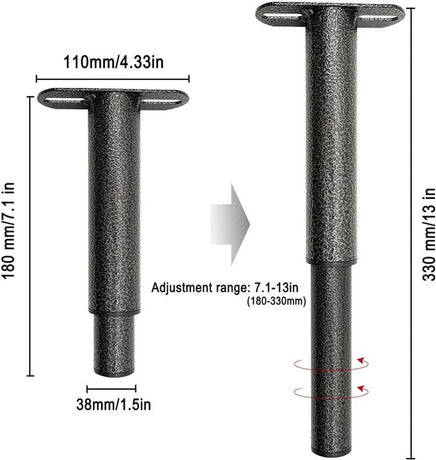 Bed frame support leg - bed legs - box spring legs - 2 pieces - 18 to 33 cm - iron - gray - adjustable furniture leg - retractable - for slatted bases, metal bed base, wardrobe, sofa