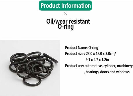 O-rings rubber rings - 225 pieces - 18 sizes - 6x2mm - with assortment box