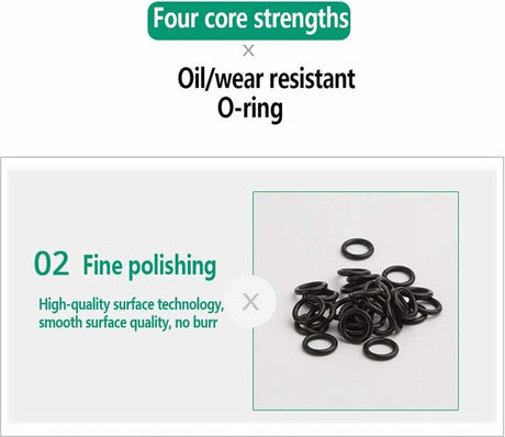O-rings rubber rings - 225 pieces - 18 sizes - 6x2mm - with assortment box