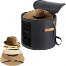 Hat box - storage boxes - Hat storage box - round - dark gray - 50 x 43 cm - felt - foldable - with lid and carrying handle and zipper - transparent window