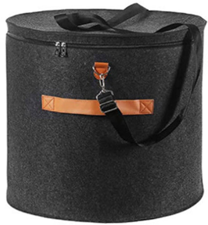 Hat box - storage boxes - Hat storage box - round - dark gray - 50 x 43 cm - felt - foldable - with lid and carrying handle and zipper - transparent window