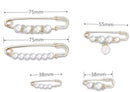 5 Pieces - 5 Styles Pin - Button Pins for Jeans - No Sew Jeans Button Pins - Brooch - Pin Closure Decollete - 75mm - Gold - Metal - White Pearl