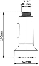 Extendable faucet head - Kitchen faucet head - Spray head - Faucet connector - Faucet attachment - Universal G1/2 - Faucet extension - 2-function - ABS chrome plated - silver - 100*52*52mm
