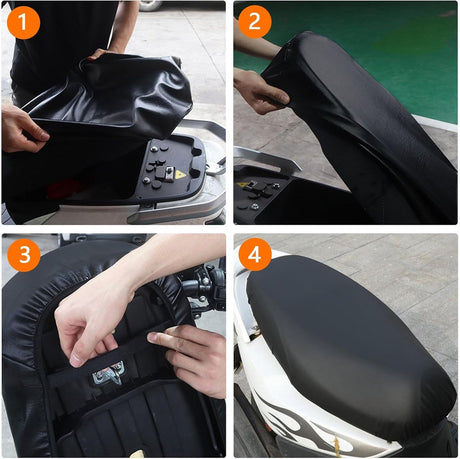 Seat cover for electric vehicles and motorcycles - Waterproof - Scratch-resistant - PU - 60*80 cm - Black