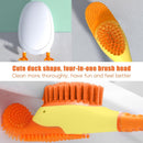 Diving Duck - Toilet Brush - Deep Cleaning - With Rim Cleaner - Made of Silicone - With Holder - For Bathroom or Guest Toilet - Yellow
