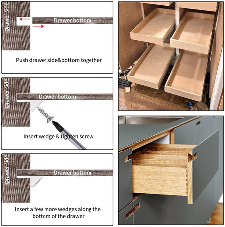 120 Pieces - Wedges - Screw Fastener - Cabinet Installation Kit - Drawer Back Supports - Drawer Repair Kit with Screws - Furniture Drawer Sagging Repair Mend Mending Wedges - Cabinet Shelf Support - Shelf Support - White