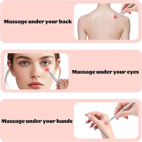 Pressure point pen - Trigger point acupressure pen - Stainless steel - Acupuncture rod - Meridian dredging rod - Manual - For back, shoulders, legs - 125*12mm - Silver