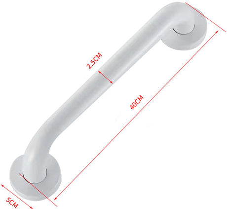 Toilet support rail - bath support - shower support - Grab rail wall support for bathroom, shower, toilet - 40 cm - Wall support - white - metal - Stainless steel