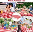 Tablecloths - Tablecloth - PEVA - Rectangular tablecloth - Water-repellent - Indoor and outdoor - Picnic tablecloth - Red checked tablecloth - Suitable for picnics, camping and parties - 137 x 274cm - Red