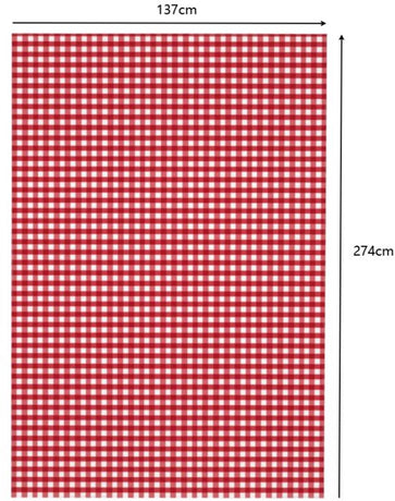 Tablecloths - Tablecloth - PEVA - Rectangular tablecloth - Water-repellent - Indoor and outdoor - Picnic tablecloth - Red checked tablecloth - Suitable for picnics, camping and parties - 137 x 274cm - Red