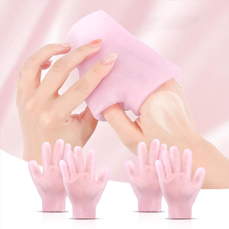 Silicone Socks - 1 Pair Foot Covers + 1 Pair Hand Masks - Foot Glove Set - Silicone - Soft - Hand and Foot Coverings - Moisturizing Socks - Moisturizing - Hydrate Your Hands and Feet - For Dry, Cracked Feet and Hands - Pink