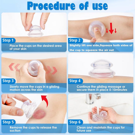 4 pieces silicone cups - Cupping cups - Cupping Set - Cellulite Cups - Cupping For Cellulite - vacuum cup - For reducing cellulite anti-aging relieves pain and joints for buttocks, neck, body - Transparent