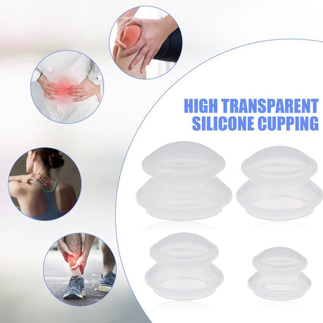4 pieces silicone cups - Cupping cups - Cupping Set - Cellulite Cups - Cupping For Cellulite - vacuum cup - For reducing cellulite anti-aging relieves pain and joints for buttocks, neck, body - Transparent