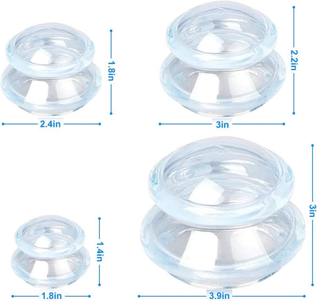 4-piece Cupping cup - Cupping cups - silicone cups - Cupping Set - Cupping For Cellulite - vacuum cup - For reducing cellulite anti-aging relieves pain and joints for buttocks, neck, body - black