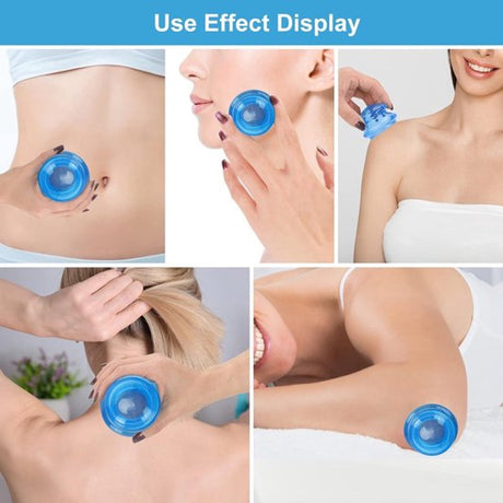 4-piece Cupping cup - Cupping cups - silicone cups - Cupping Set - Cupping For Cellulite - vacuum cup - For reducing cellulite anti-aging relieves pain and joints for buttocks, neck, body - blue