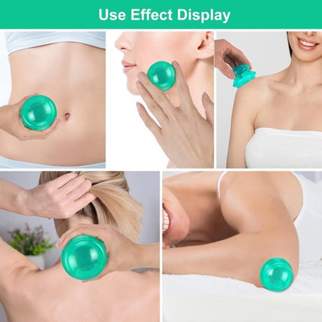 4 pieces silicone cups - Cupping cups - Cupping Set - Cellulite Cups - Cupping For Cellulite - vacuum cup - For reducing cellulite anti-aging relieves pain and joints for buttocks, neck, body - Green