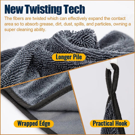 2 pieces - Microfiber cloth - drying towel - drying towel - Drying cloth - Cleaning towels - 40*40 cm - 600 g/m² - gray - Absorbent - for shower, bathroom and car washing