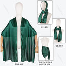 Shawl - 200*70 cm - Soft & Skin-friendly - Thin Wrap Scarf - Stole - Neck Scarf - Fashion Scarf - Women's Scarf - Long Satin Shawl Scarf - Shawls for Evening Dresses - Dark Green