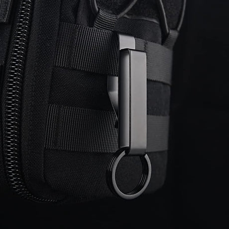 Keychain - 2 Pieces - Belt Keychain - Tactical Keychain - Duty Belt Keychain - Key Clip - Key Ring - Belt Clip - With Keyrings - Stealth Belt Loop Keychain Holder - 7.3*1.2*2.3 cm - Black