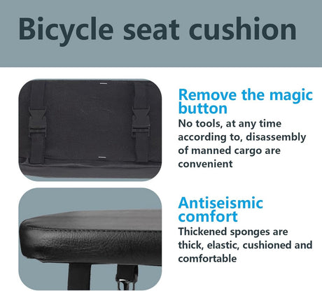 Bicycle Seat Rear Seat - Bicycle Seat Rear - Luggage Carrier Cushion - Rear Bicycle Seat - Bicycle Cushion Luggage Carrier - Universal - Black - Electric Bicycle/Bicycles/Electric Scooter - Soft