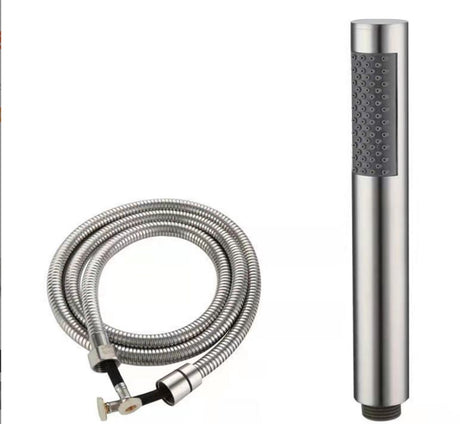 Shower head with 1.5m hose - Hand shower - Universal - Water saving - High pressure - Anti-kink hose - Brushed silver - Stainless steel and ABS - 19*3 cm - 1/2
