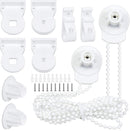 2 set - Roller blind system - roller blind fitting - bead chain - Curtain parts - window decoration accessories - roller blind chain - replacement repair kit for roller blinds - for Ø25 MM roller blind tube - with P-clips and screws - White