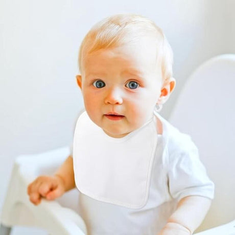 Bibs - Pack of 12 - Large Bibs - Cotton - TPU - With Straps - Waterproof - Baby Bibs for Drool - Drool Cloths for Babies and Children - Suitable for Feeding, Wiping Away Drool and Protecting Clothing - 22 X 18 cm - White