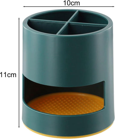 Toothbrush Holder - Bathroom Storage Box - Plastic - Electric Toothbrush Holder - Toothbrush Organizer - 4 Sorting Compartments - With Drip Tray - Multifunctional Desk Shelf - Suitable for Bathrooms, Kitchens and Offices - 10*10*11cm - Green