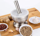 Mortar and Pestle - Stainless Steel Mortar and Pestle, Food Safe Pestle and Mortar Stainless Steel, Diameter 8.5 cm - Herb Grinder - Spice Grinder - With Lid