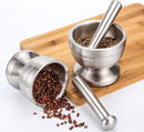 Mortar and Pestle - Stainless Steel Mortar and Pestle, Food Safe Pestle and Mortar Stainless Steel, Diameter 8.5 cm - Herb Grinder - Spice Grinder - With Lid