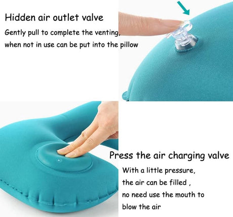 Travel Pillow - Inflatable Travel Pillow - Foldable - Neck Support for Neck Pain - Soft Neck Support for Sleeping - Align and Stabilize - One Size - Neck Support - Neck Band - Suitable for Airplanes, Cars, etc.