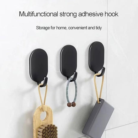 Set of 10 - Self-adhesive hooks - Adhesive hook - Adhesive hooks - Towel hook - robust - for bathroom-kitchen-living room - 50*32*20mm - carbon steel - black