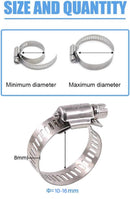 20 pieces - Hose clamp set - hose clamps - 10-16 mm - Clamp set for the garden hose, drain hose or shower hose - silver - stainless steel