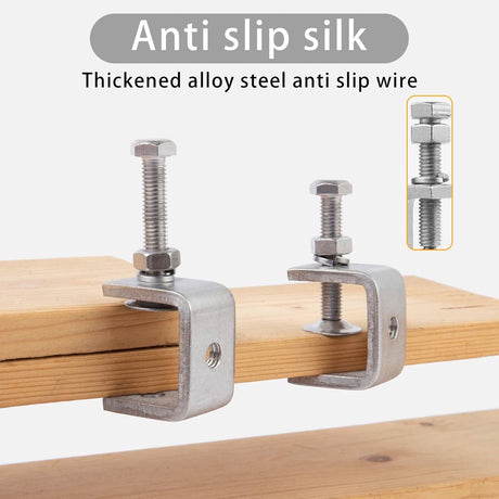 C-Clamps - Pack of 6 - With M8 Hexagon Bolts - Glue Clamps - Adjustable Clamping Range 0-25 mm - For Woodworking and Welding - Stainless Steel - Silver - 2.4*3.2*5.5 cm