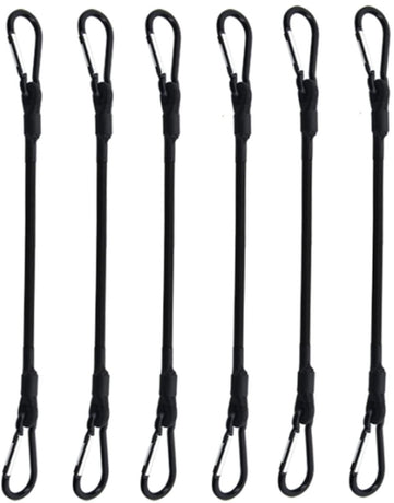 pieces - Elastic with carabiner - Rope Length 30 CM - black - Rope Diameter 6MM - Polypropylene yarn + latex silk - For securing sails, luggage, tents and bicycles