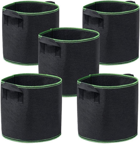 5 pieces - Plant growing bag - Grow bag - 10 Gallon - Grow pot - Plant bag - Sustainable - Reusable - Plant basket - Flowers - 40x30 CM - Black - non-woven fabric