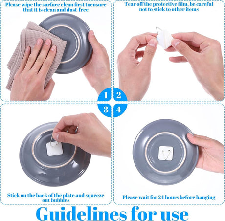 Self-adhesive hooks - 16 pieces - 2 kg Load capacity - Adhesive hooks - Wall picture hangers - Picture hangers - Picture hanging hooks - For displaying decorative pictures and wall art - White